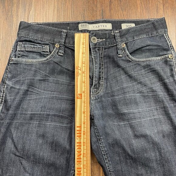 BKE Jeans Mens 30S Blue Carter Straight Western Denim Buckle Stretch Dark Wash - Picture 8 of 10